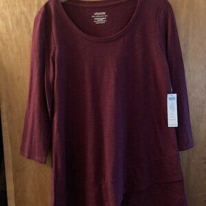 CHICO'S SIZE 0 (SMALL) DEEP CHIANTI COTTON SLUB TEE